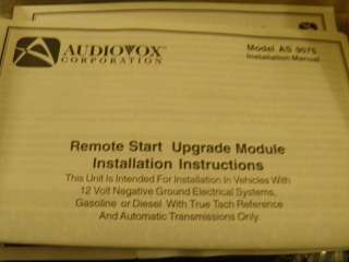 Audiovox Remote Car Starter Model AS 9075 Brand New  