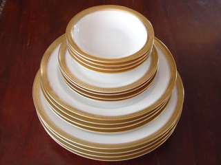 16 Pc Rosenthal Dishes Fine China 24kt Gold Chain White  