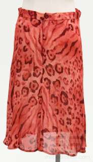   Ungaro 3 Piece Red Leopard Print Jacket, Shell & Skirt Suit Size 12
