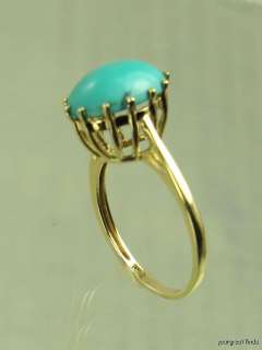 VINTAGE 14K YELLOW GOLD & OLD TURQUOISE STONE RING SIZE 6.25  