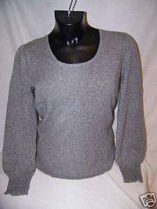 NWT U KNIT 100% PURE CASHMERE SWEATER FLANNEL GRAY LG  