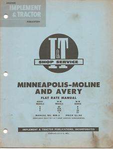 Minneapolis Moline Avery Flat Rate Manual MM 3 Tractor  