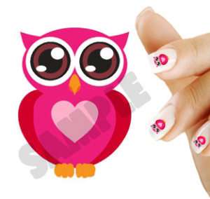 20 Nail Art Decals Cute Valentines Day Owl Heart 6030  