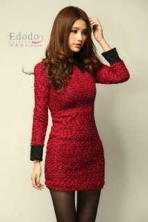 Asian Sizes XL 4XL women elegant black suit collar sleeve red mini 