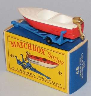 Matchbox Regular #48 b Sports Boat & Trailer MINT BOXED  