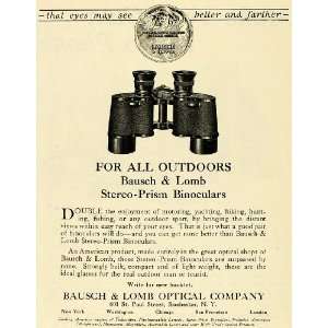1922 Ad Bausch Lomb Binoculars Rochester Outdoor Instrument Lens 