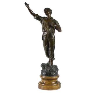 French Ch. Ruchot Spelter Young Man Sculpture Figure x  