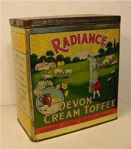 1930s Radiance Devon Cream Toffee Advertising Tin  