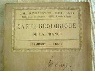   CARTE GEOLOGIQUE CHAMBERY (Colorisée) relevés du XIX°