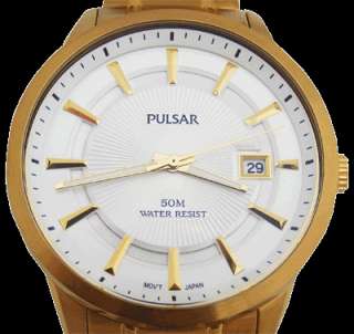 VX42 X259 Pulsar Mens Gents Date Gold Plated Watch  