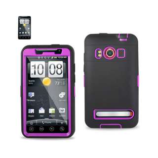 Hybrid Impact Case Cover for HTC EVO 4G Black/Pink Double Layer HARD 