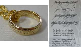 LOTR Lord Rings THE ONE RING OF POWER 24kt GOLD Official CERTIFICATE 