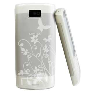   Magic Store   White Clear Floral Gel Case Cover Nokia X3 02 +LCD Film