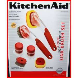 KitchenAid 6 Piece Soft Handle Sink Brush Set RED  Kitchen 