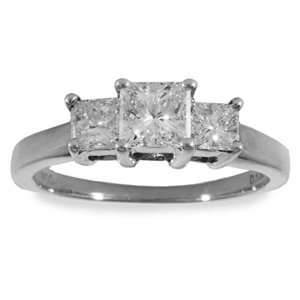   Carat Three Stone Princess Cut Diamond 14k White Gold Engagement Ring