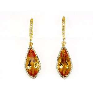   Ladies Diamond & Citrine Earring in 14k Yellow Gold Jewelry