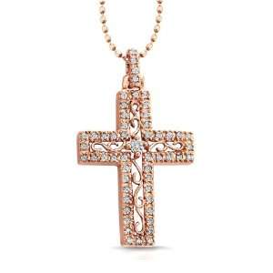  14k Rose Gold Diamond Cross Pendant (1/5cttw, IJ, I1 I2) Jewelry