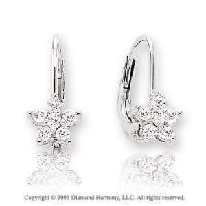    14k White Gold Star 1/4 Carat Diamond Drop Earrings Jewelry