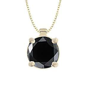   Round Black Diamond Solitaire Pendant Necklace (1.50 ct), 18 Jewelry