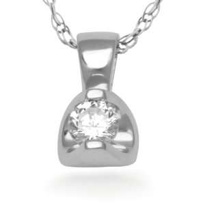   Silver Round Diamond Solitaire Pendant (1/6 cttw) D Gold Jewelry