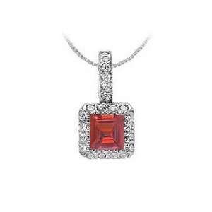  Ruby and Diamond Pendant  14K White Gold   0.75 CT TGW 