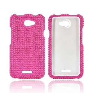   HTC One X Hot Pink Hard Bling Snap on Shell Case Cover Cell Phones