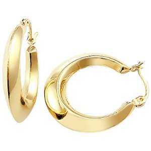    14k Yellow Gold Classic Puffed Hoop Huggie Earrings 1 Jewelry