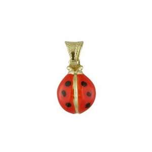   Yellow Gold Red Enamel Lady Bug Charm (10mm/19mm with Bail) Jewelry
