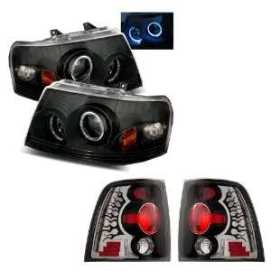  03 06 Ford Expedition Black LED Halo Projector Headlights 