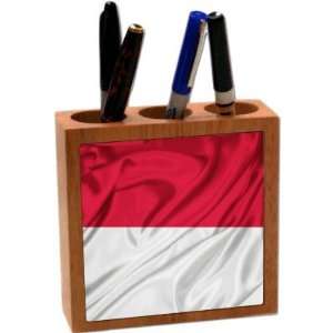 Rikki KnightTM Indonesia Flag 5 Inch Tile Maple Finished Wooden Tile 