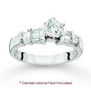  14k White Gold Side Stone Channel Diamond Engagement Ring 