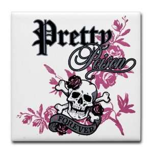  Tile Coaster (Set 4) Pretty Poison Forever Skull and 
