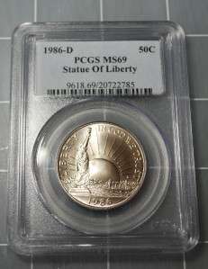 PCGS MS69 1986 D Satue of Liberty Commemorative Half Dollar  