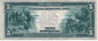   1914 $5 Bill Large Federal Reserve Note Blue Seal Five Dollar #7824A