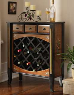   With Wine Storage And 3 Drawers Black and light walnut wood  
