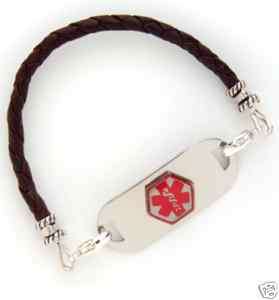 Custom Medical Alert ID Leather Bolo Bracelet ~Colors~  