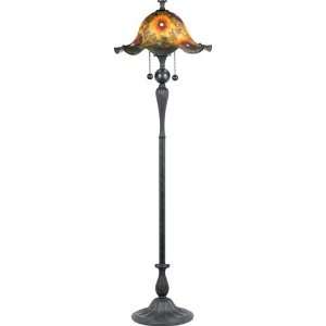    Hand Painted Blossom Scallop Glass Floor Lamp