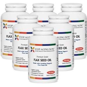 FLAX SEED OIL 3,000 mg Per Dose (6 Pack)   Premium, Organic Formula 