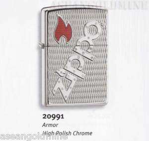 2x Zippo Lighter   Armor mark High Polish Chrome 20991  