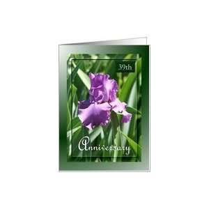  39th Anniversary ~ Flower / Purple Iris and leaves Card 