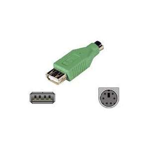   Adapter 4 Pin USB Type A Female 6 Pin Mini DIN PS/2 Style Male Green