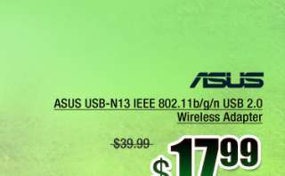 ASUS USB N13 IEEE 802.11b/g/n USB 2.0 Wireless Adapter