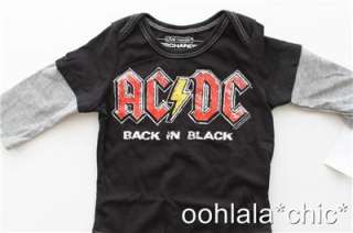 AC/DC ACDC Back in Black Baby Infant Newborn Boys Onesie Bodysuit 3m 