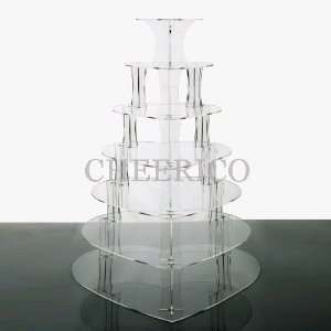  7 Tier Heart Acrylic Cupcake Stand Tower Cup Cake Display 