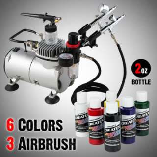   airbrushes 6 createx colors condition new item kit 18 30a 36e
