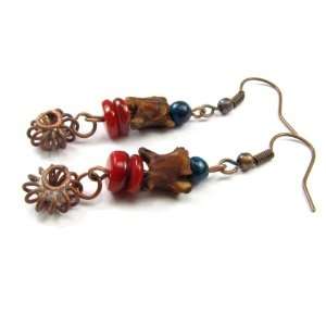   , Malachite, and Rustic Antique Brass Bead Dangle Earrings Jewelry