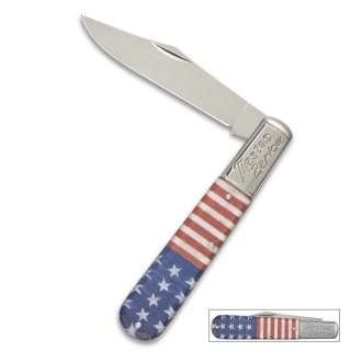 LARGE AMERICAN FLAG 1 BLADE MASTER BARLOW POCKET KNIFE  