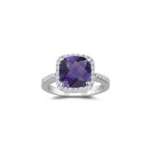   23 Cts Diamond & 0.67 Cts Amethyst Ring in Platinum 8.5 Jewelry