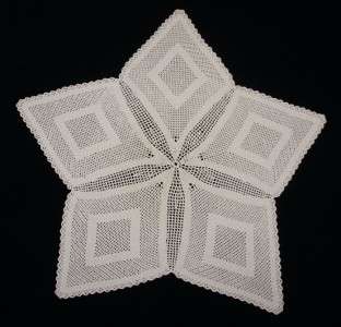 Star Vintage Hand Crocheted Mat or Large Doily.  