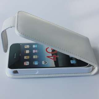 Leather Flip Skin Case Cover For Apple iPhone 4G 4GS White  